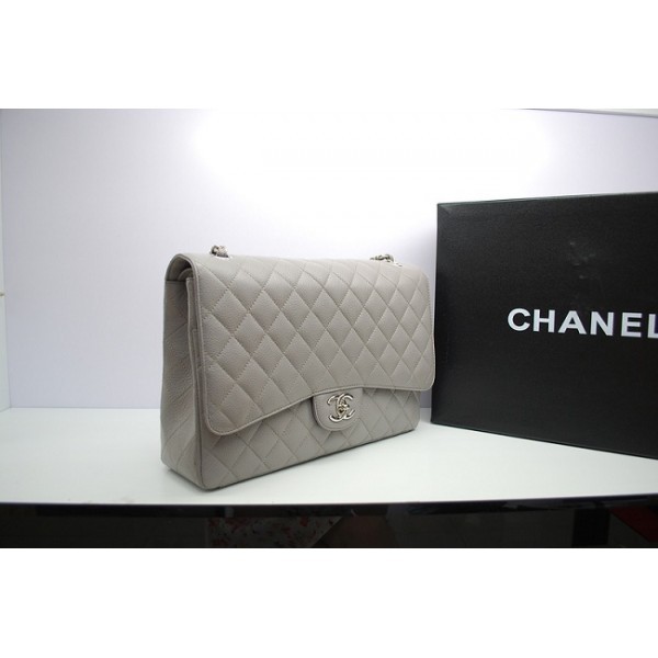 Chanel 2012 Grigio Caviar Leather Flap Borse Maxi Con Shw