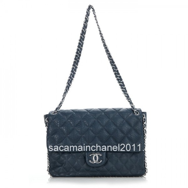 Chanel 2012 New Navy Blu Borse Flap Con Catena Rasata Polpaccio