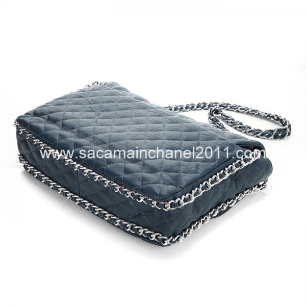 Chanel 2012 New Navy Blu Borse Flap Con Catena Rasata Polpaccio