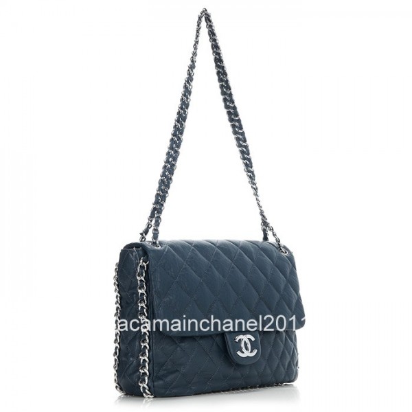 Chanel 2012 New Navy Blu Borse Flap Con Catena Rasata Polpaccio