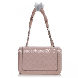 Chanel 2012 Rosa Fresati Flap Borse In Pelle Con Catena Rasata