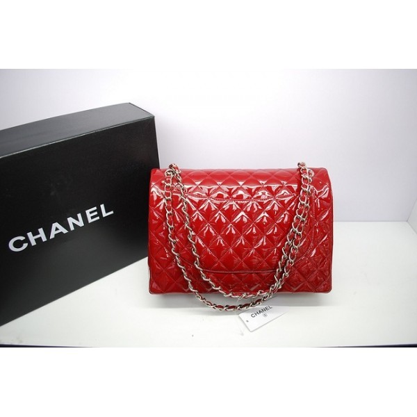 Chanel 2012 Rosso Patent Flap Borse In Pelle Con Shw Maxi