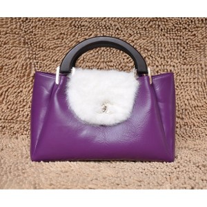 Chanel 2012 White Rabbit Fur Borse In Pelle Di Vitello In Viola