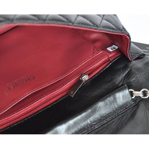 Chanel 2012 Agnello Borse Flap Nero Con Metallo Perforato Cc