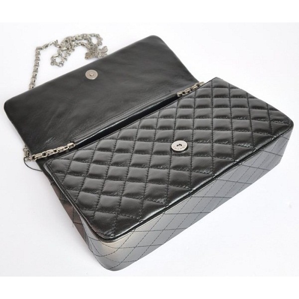 Chanel 2012 Agnello Borse Flap Nero Con Metallo Perforato Cc