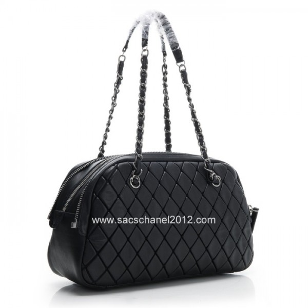 Chanel 2012 Nero Borse In Pelle Di Vitello Bowling Con Shw Retro