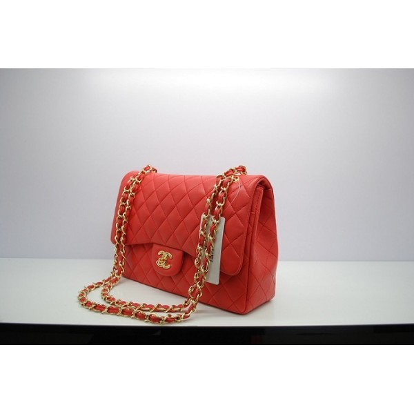 Chanel 36097 Borse Agnello Con Ghw Arancione Flap Jumbo