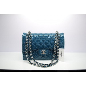 Chanel 36097 Verde Scuro Brevetto Borse Jumbo Flap In Pelle Con