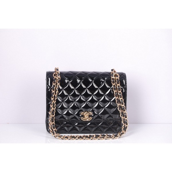 Chanel 48692 Borse Flap In Pelle Nera In Vernice Con Ghw