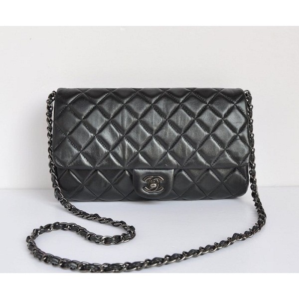 Chanel 58036 Flap Borse Agnello Nero Colore Hw Gun