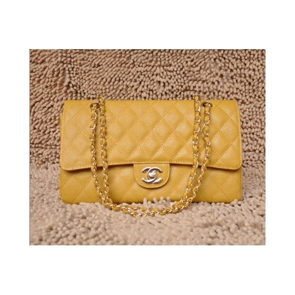 Chanel A01113 Giallo Caviar Leather Flap Borse Con Hardware Oro