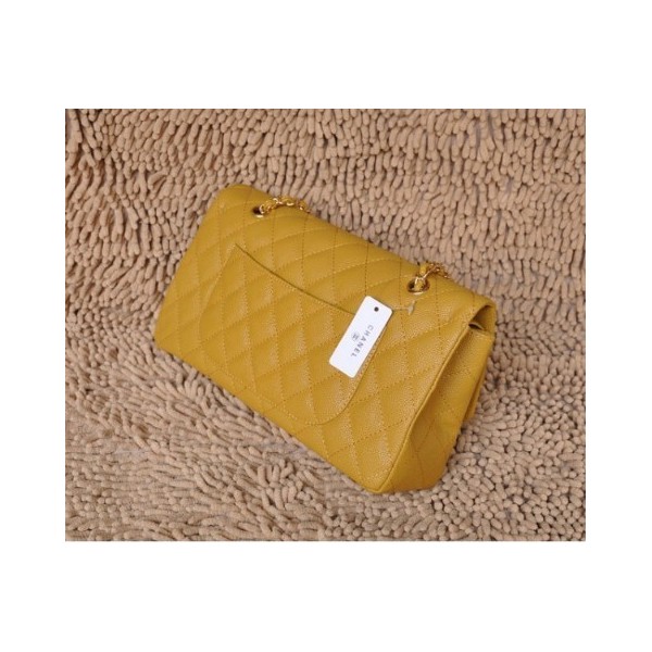 Chanel A01113 Giallo Caviar Leather Flap Borse Con Hardware Oro