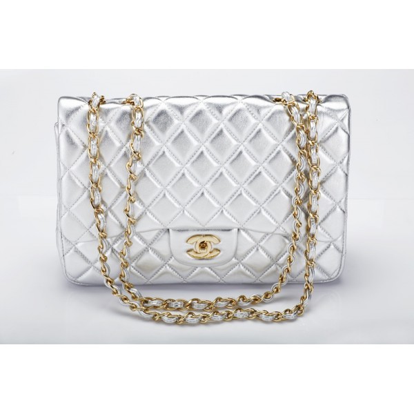 Chanel A28600 Argento Flap Borse Agnello Con Ghw