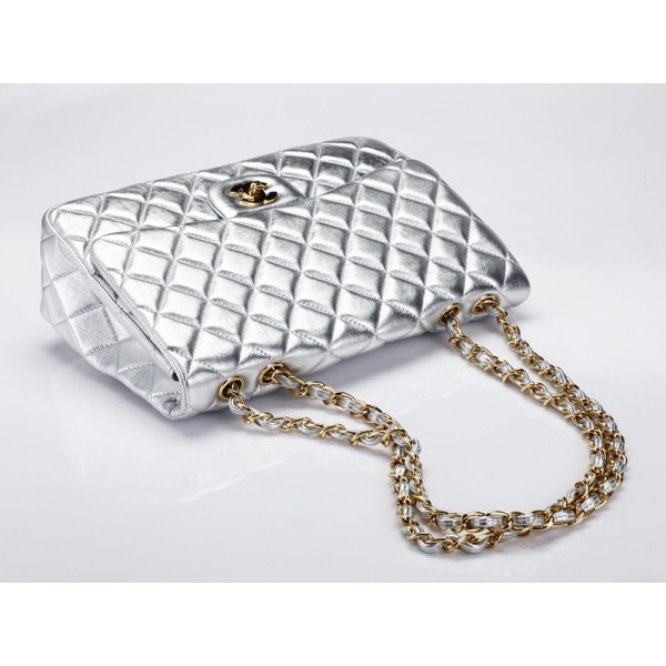 Chanel A28600 Argento Flap Borse Agnello Con Ghw