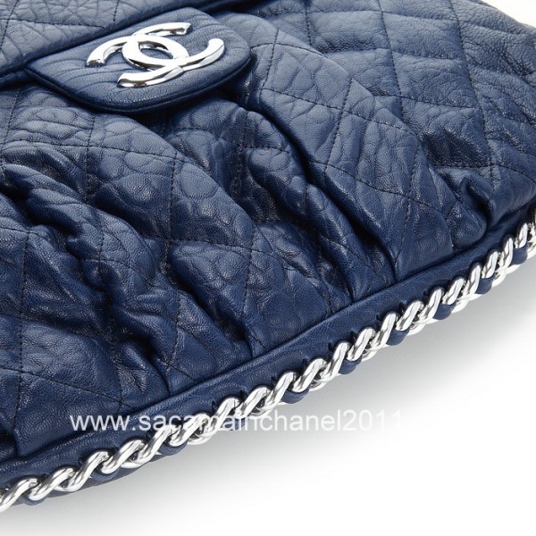 Chanel A49889 Navy Blue Classic Borse Messenger Grande Vitello