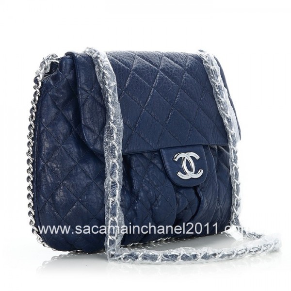 Chanel A49889 Navy Blue Classic Borse Messenger Grande Vitello