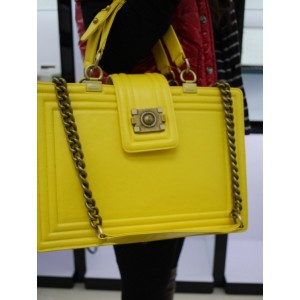 Chanel A66714 Borse Boy Vitello Giallo Limone Grande