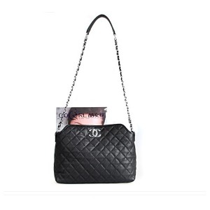 Chanel A66802 Borse Hobo In Pelle Di Vitello Nero Con Ecs