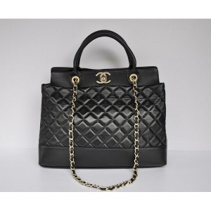 Chanel A66814 Nera Della Borsa Della Pelle Di Agnello Con Ghw