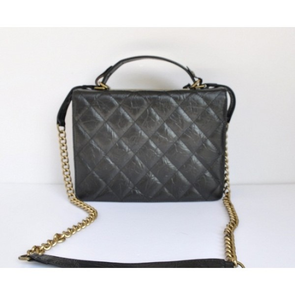 Chanel A66816 Flap Bag In Pelle Di Vitello Nera Cracking Ghiacci