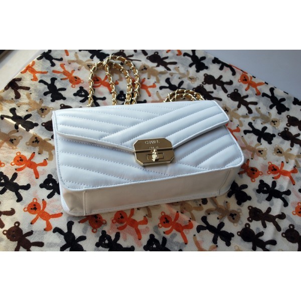 Chanel A66839 Bianco Flap Borse Pelle Di Agnello Con Mini Mademo