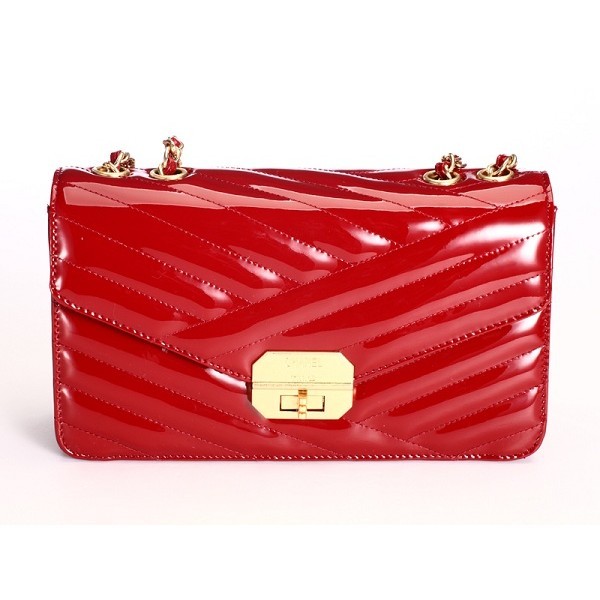 Chanel A66839 Borse Maroon Patent Flap In Pelle