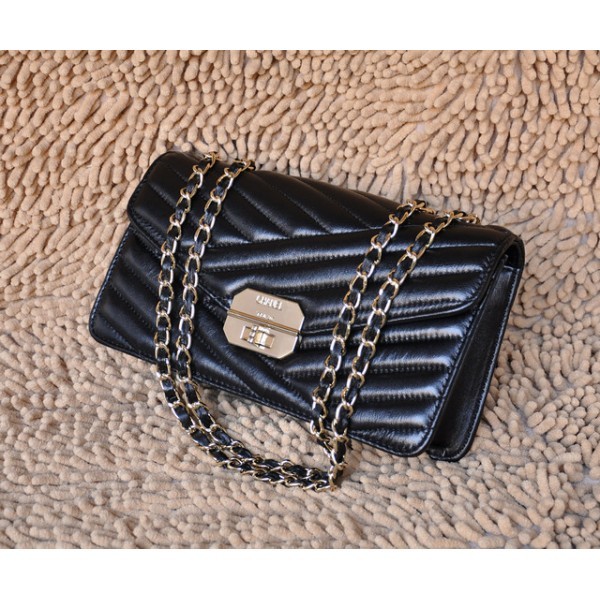 Chanel A66839 Patta In Pelle Di Agnello Borsa Nera Con Fibbia &q