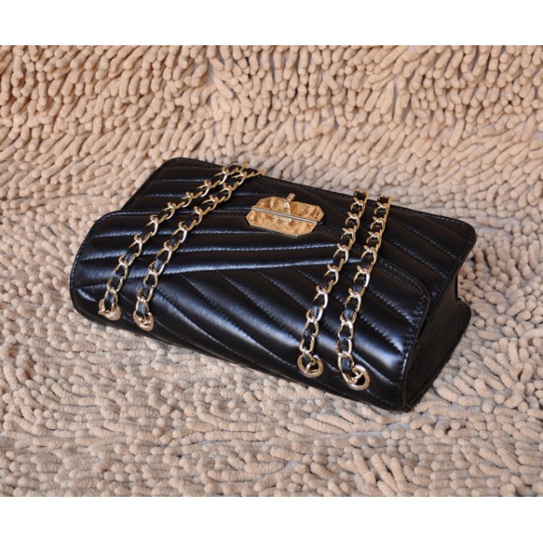 Chanel A66839 Patta In Pelle Di Agnello Borsa Nera Con Fibbia &q