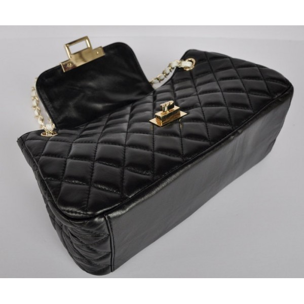 Chanel A66914 Agnello Nero Con Fisarmonica Mademoiselle