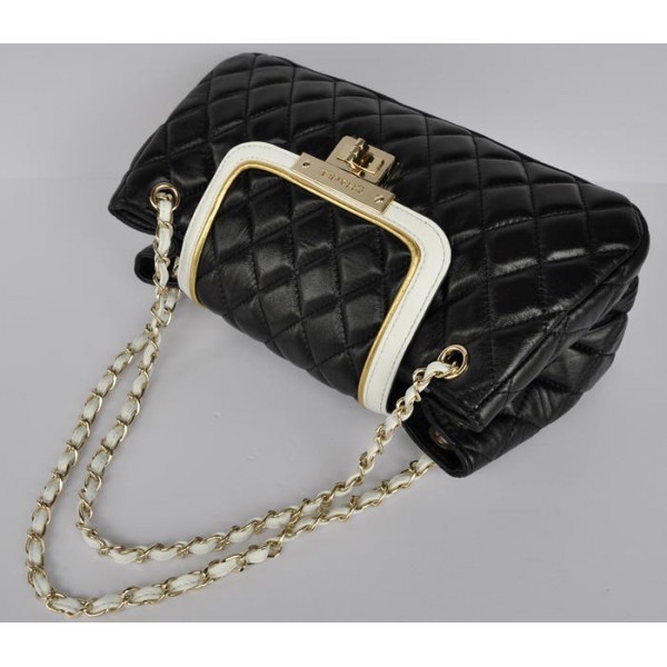 Chanel A66914 Agnello Nero Con Fisarmonica Mademoiselle