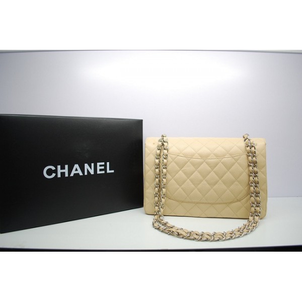 Chanel Caviar Leather Flap Bag 36097 Jumbo Beige Con Shw