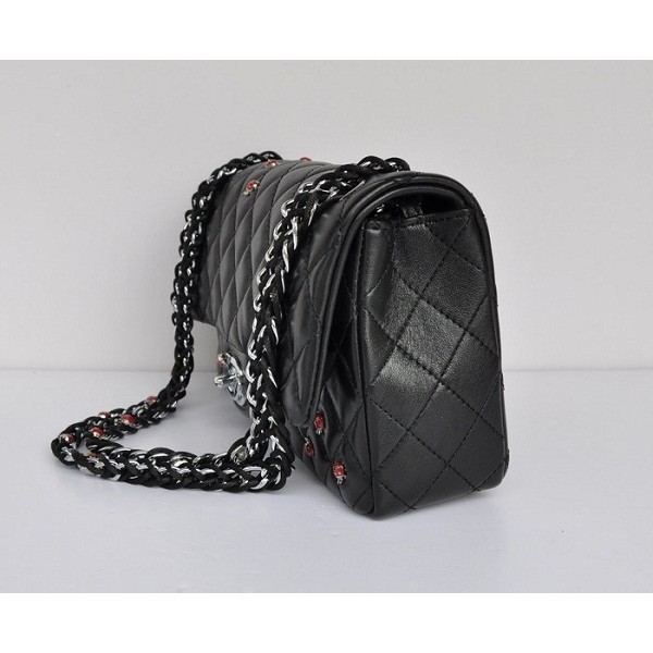 Chanel Coccinella A01112 Borse Impreziosito Flap In Black Lamb