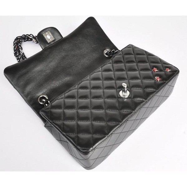 Chanel Coccinella A01112 Borse Impreziosito Flap In Black Lamb