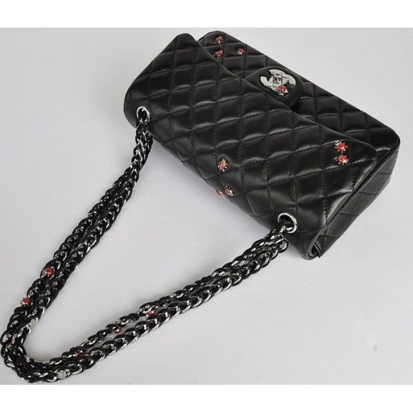 Chanel Coccinella A01112 Borse Impreziosito Flap In Black Lamb