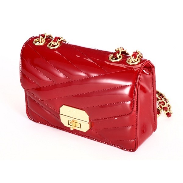 Chanel Maroon Patent Leather Borse Flap A66838 Con Ghw