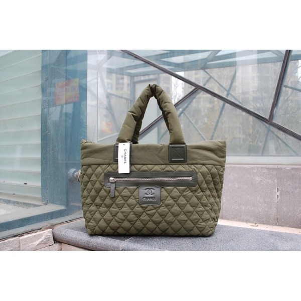 Chanel Quilted A48611 Army Green Nylon Borse Coco Cocoon