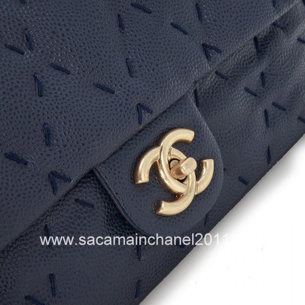 Chanel Quilted Flap Borse 2012 Marine Vitello Blu Con Ghw