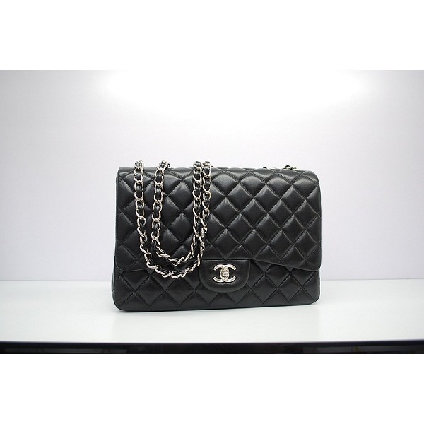 Chanel Quilted Flap Borse Nero Agnello Con Shw 58600