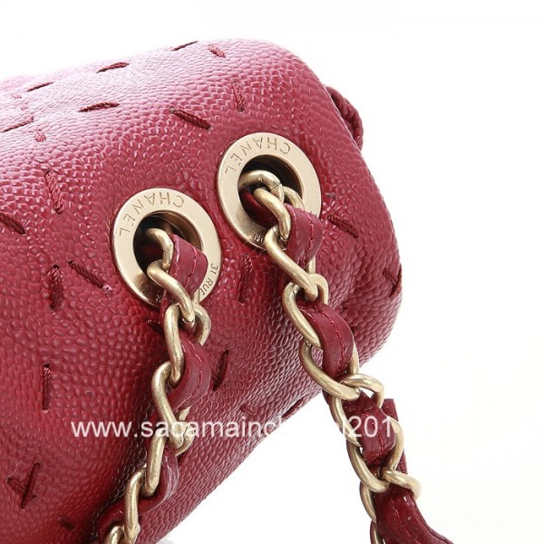 Chanel Quilted Flap Borse Rosso 2012 Di Vitello Con Oro Hw