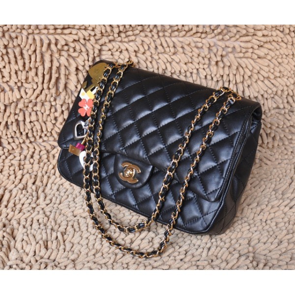 Chanel San Valentino Flap Borse Serie Agnello Nero Con Ghw