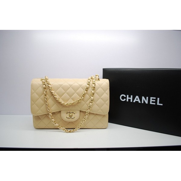 Chanel Beige Caviar Leather Borse Jumbo Flap Con Ghw 36097