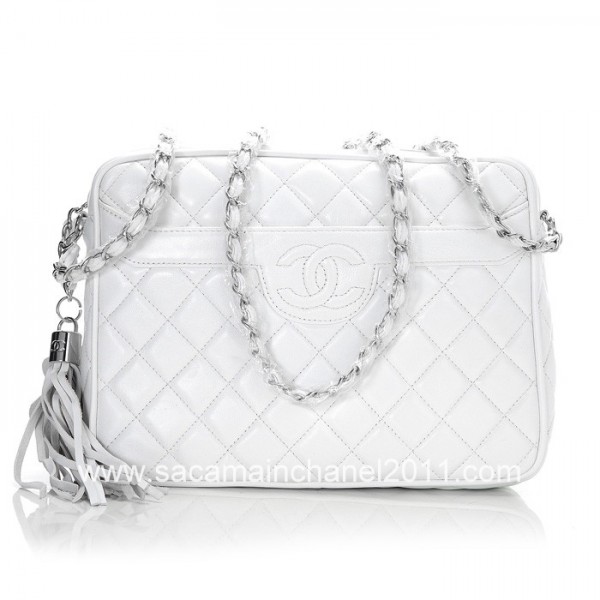 Chanel Borse In Pelle Di Agnello 2012 Bianco Con Fiocco