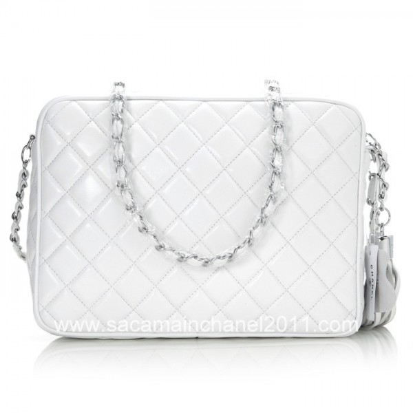 Chanel Borse In Pelle Di Agnello 2012 Bianco Con Fiocco