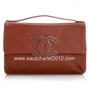 Chanel Borse In Pelle Di Vitello 2012 Brown Piccolo Lembo Con Lo