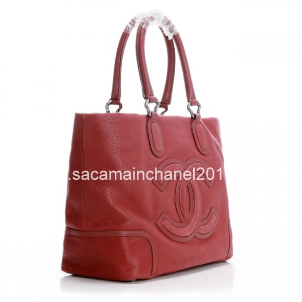 In Pelle Di Vitello Rosso Borse Chanel 2012 Bowling Con Silver H