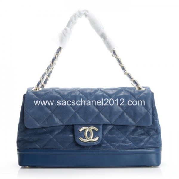 Navy Blue Chanel 2012 In Pelle Di Vitello Iridescente Con Ghw Ve