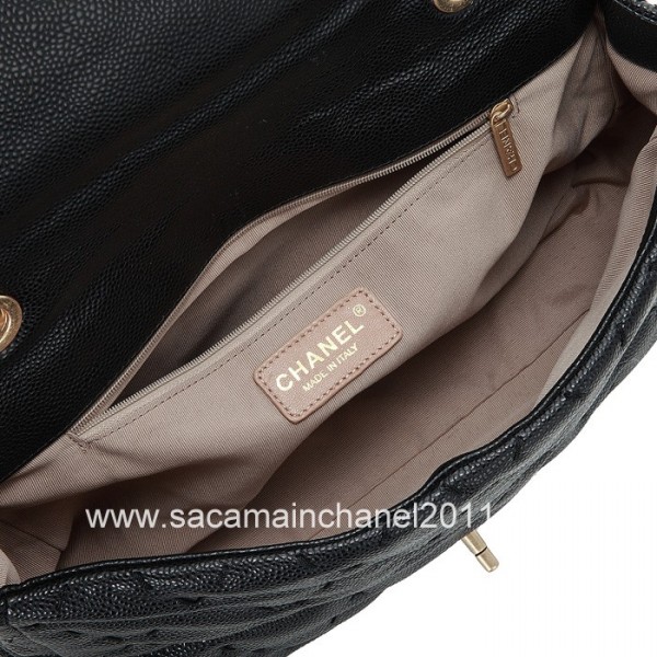 Nero Chanel Borse Flap Quilted 2012 Vitello Con Finitura Oro