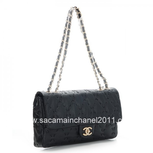 Nero Chanel Borse Flap Quilted 2012 Vitello Con Finitura Oro