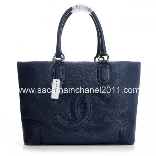 Pelle Di Vitello Blu Chanel 2012 Borse Bowling Con Silver Hw Vec