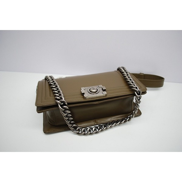 A66713 Chanel Bag Boy Vitello Verde Scuro Con Vintage Argento Hw